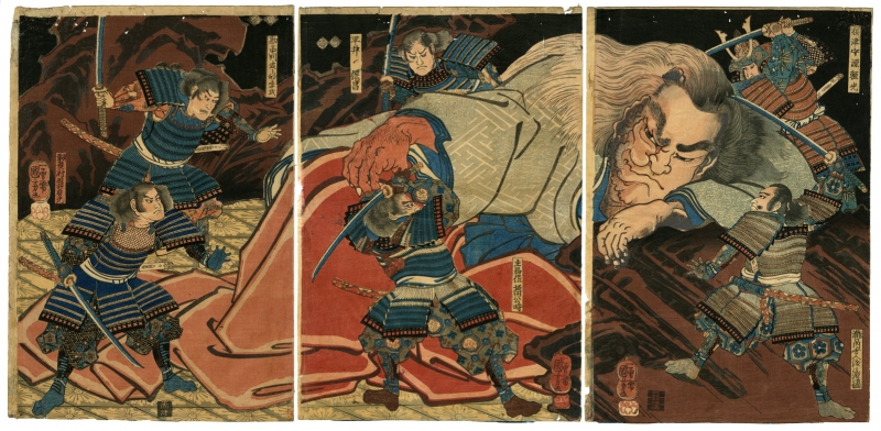 Kuniyoshi Minamoto Yorimitsu And His Retainers Attack The Shutendoji Ukiyo E Ukiyoe Gallery Shukado